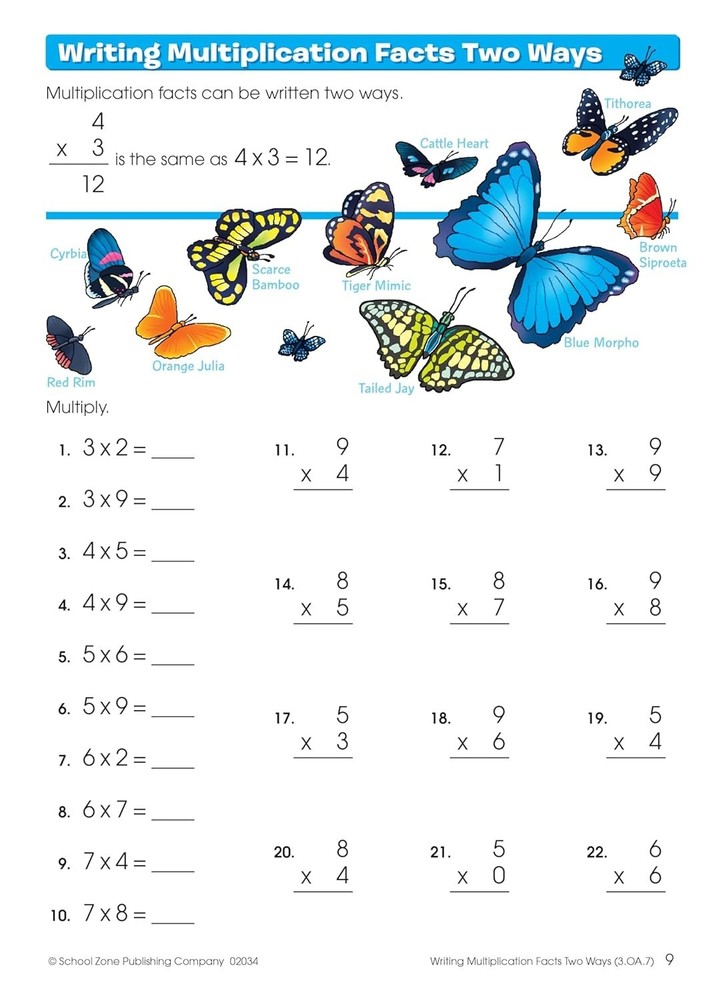 School Zone Multiplication & Division Workbook: 32 Pages, 3rd Grade, 4th Grade