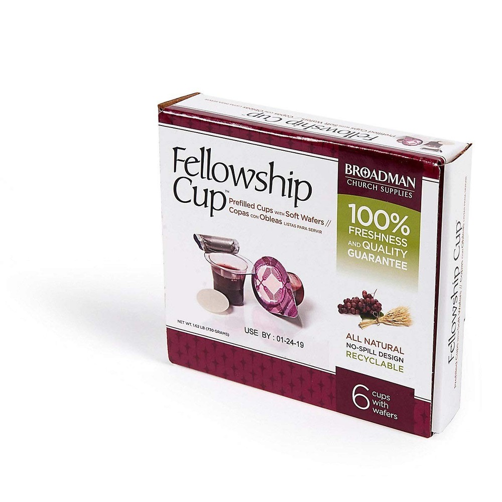 Pre-Filled Communion Cup Set with Grape Juice & Wafer - 6 Count for Churches