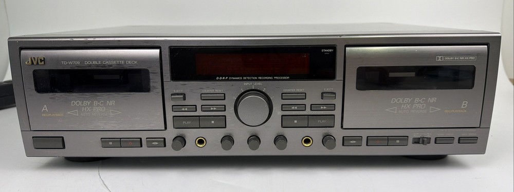JVC TD-W709 Dolby B/C Auto-Reverse Double Cassette Deck TESTED