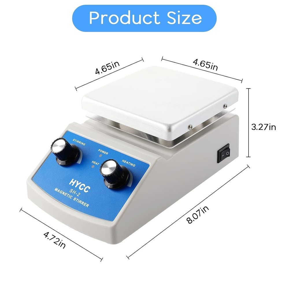 Compact 2000mL Magnetic Stirrer Hot Plate with Adjustable Speed & Temp Control