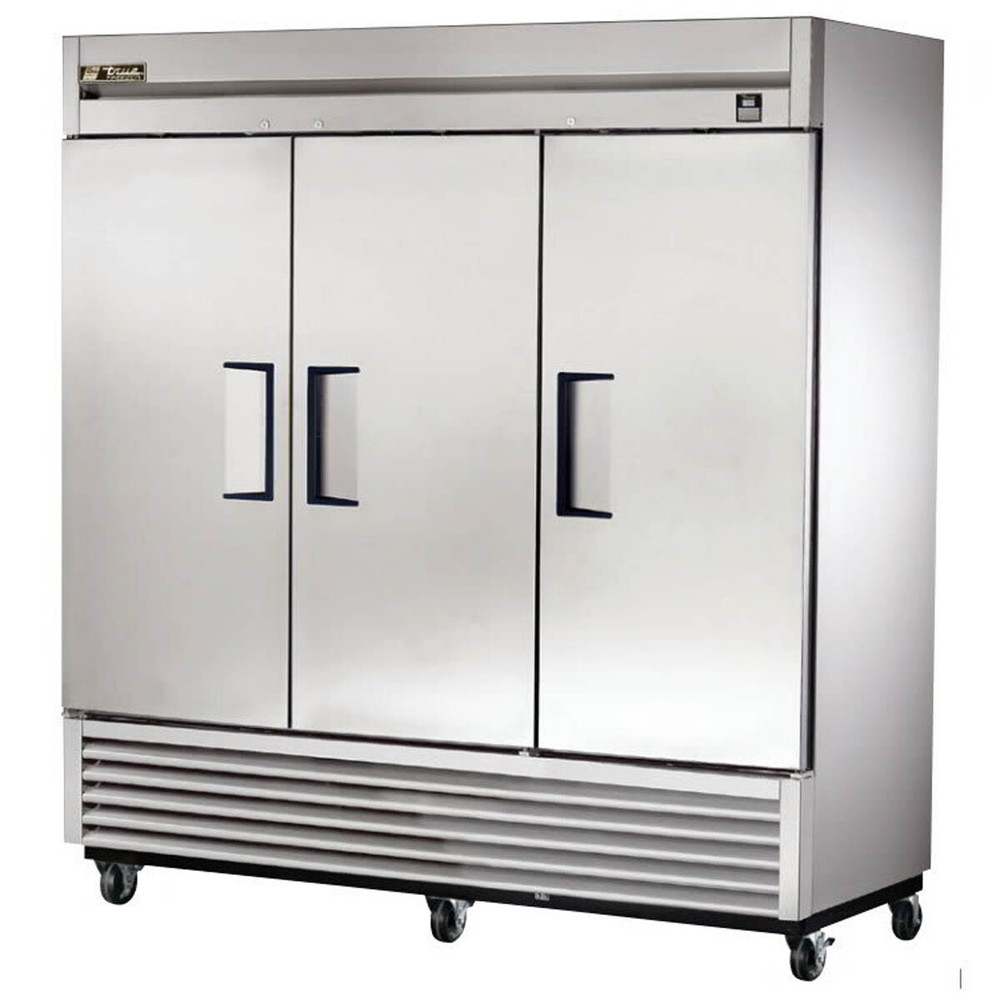 True TS-72F-HC 78" Three Section Reach-In Solid Swing Door Stainless Steel Fr...