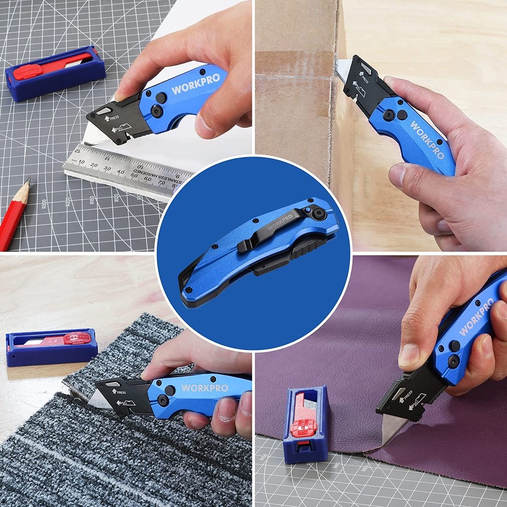WORKPRO Folding Utility Knife Heavy Duty Quick Change Blade Razor Knife 10 Blade