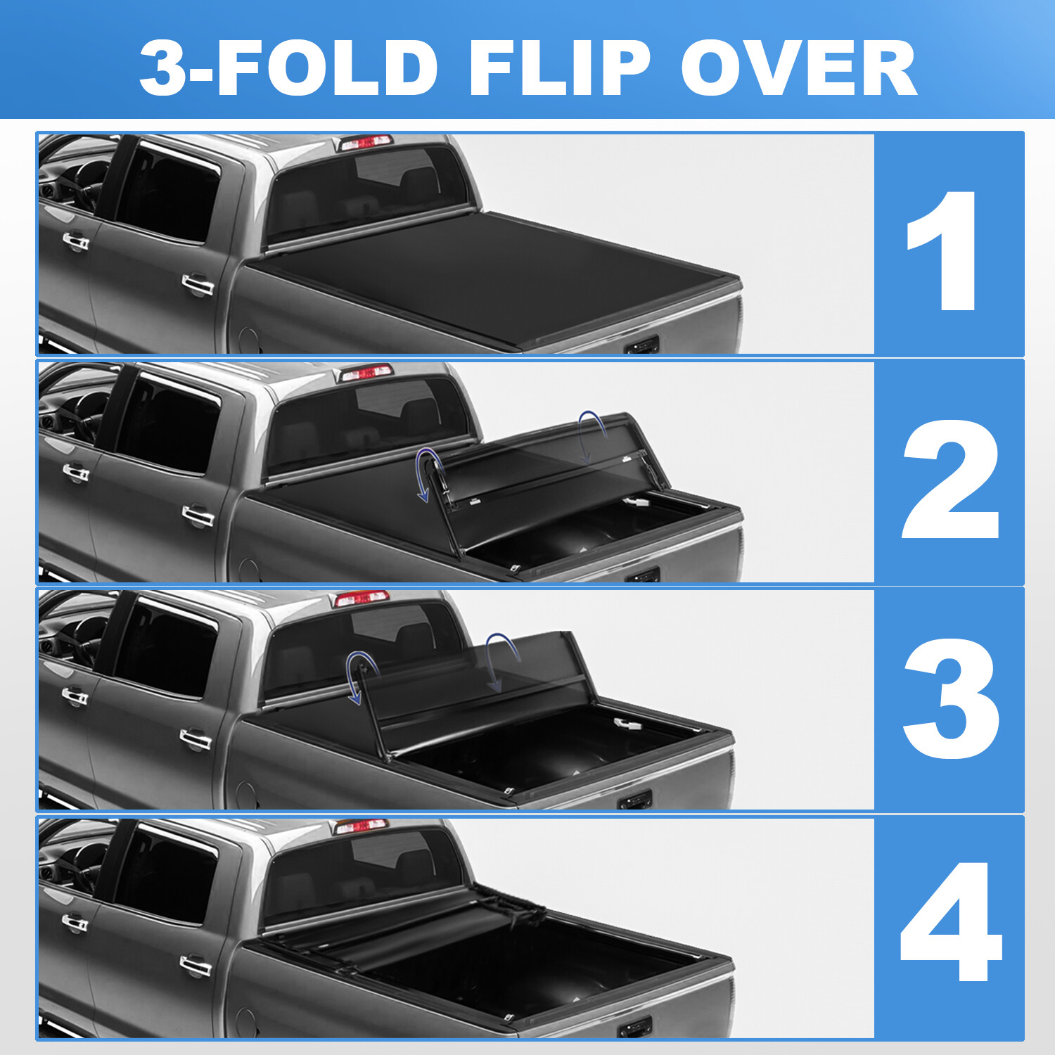 TRI-Fold 5.8FT Bed Soft Tonneau Cover For 2019-2024 Silverado Sierra 1500 Truck