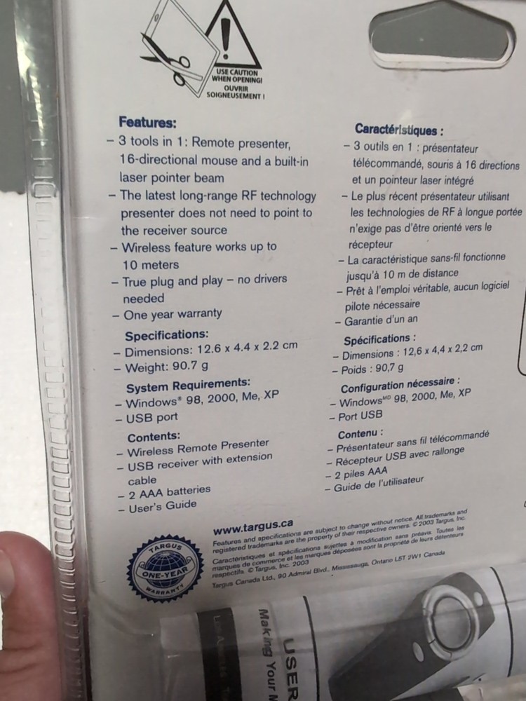 Targus Notebook Wireless Presenter Laser Pointer Clicker PAUM30C