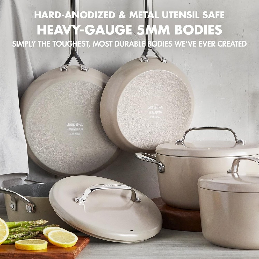 GreenPan GP5 14-Piece Ceramic Nonstick Cookware Set TAUPE