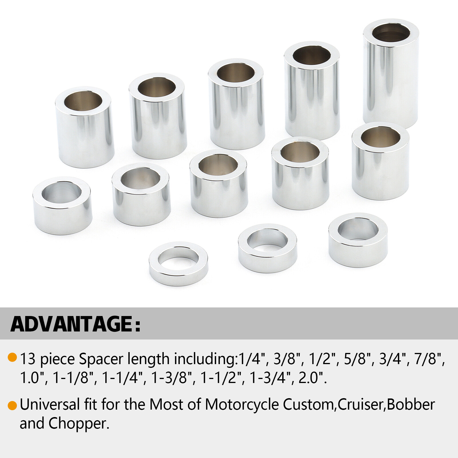 For Harley Wheel Axle Spacers Kit ID 1" To OD 1 1/2" Custom Dyna Softail Touring