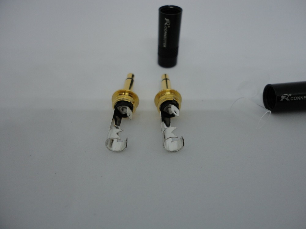 2Pcs Pack Mono 3.5mm DIY Wire Cable Tip Gold-Plated Plug Adapter Terminal Tip A+