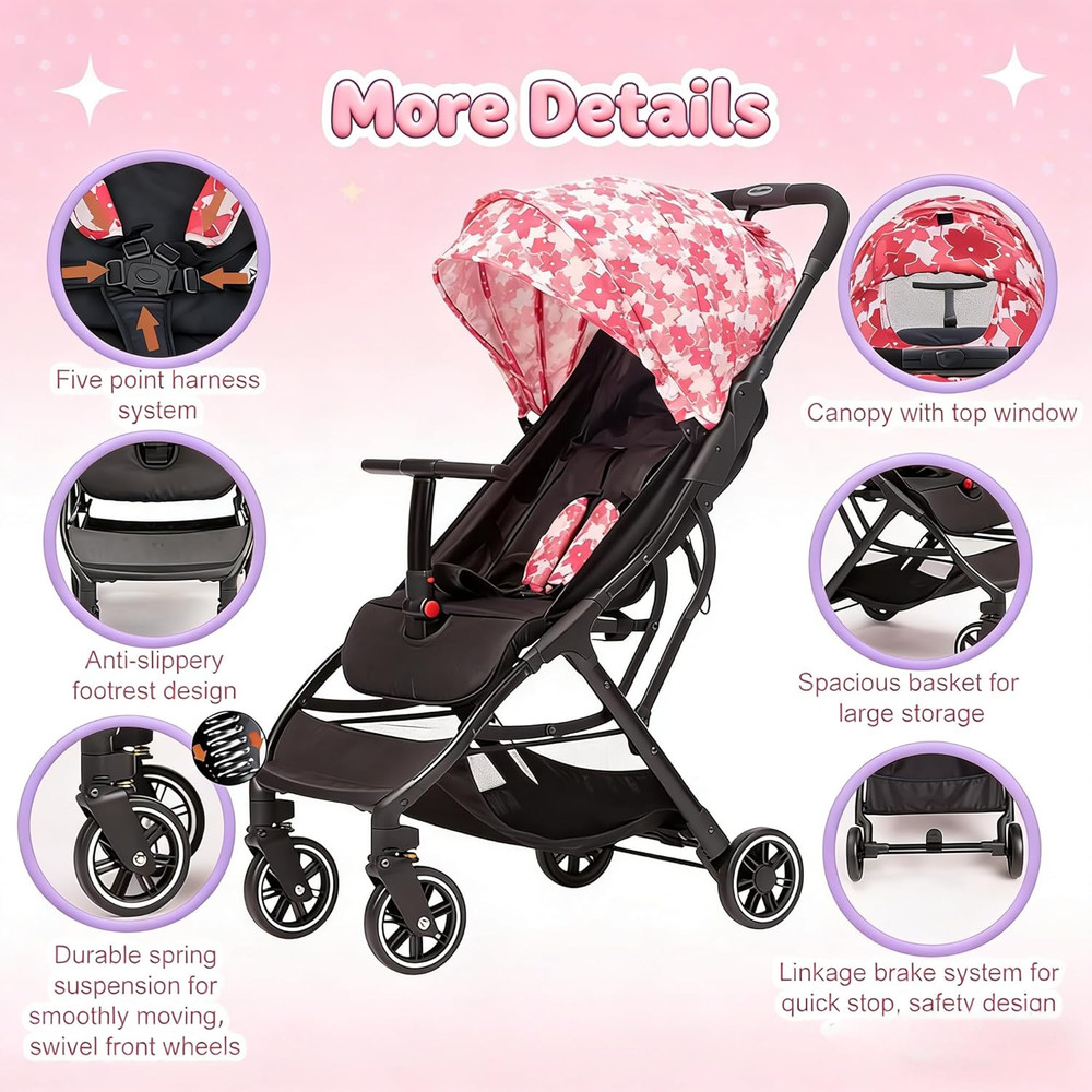 Portable Stroller with Automatic Fold,Lightweight Umbrella Stroller with Pop Out
