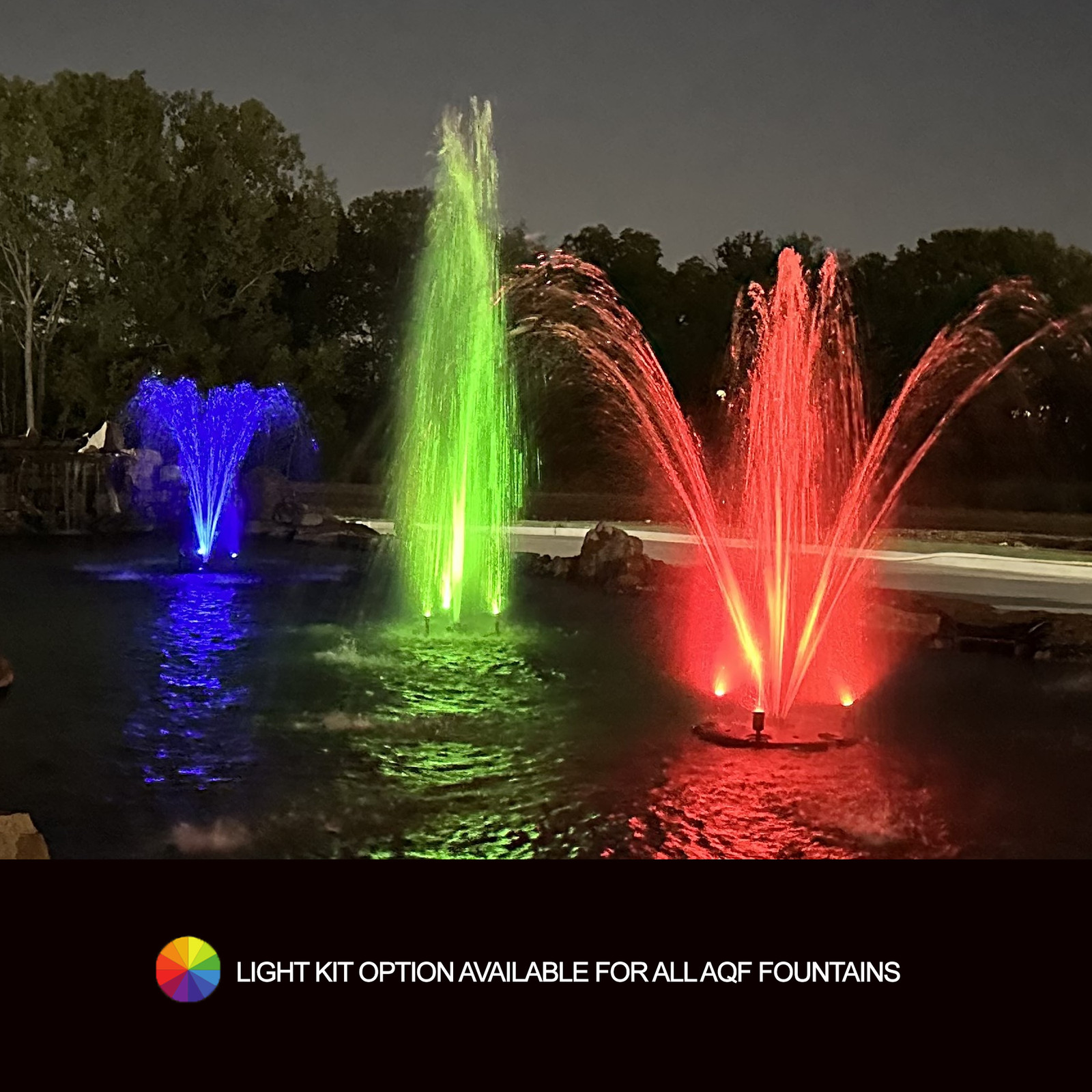 Floating Fountain, 1/2 HP, 100' Cord, 6,100 GPH, Color LED Lights, 9 Patterns