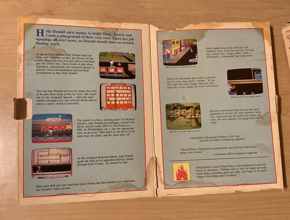 Vintage Tandy Games “Walt Disney Personal Computer Software.”