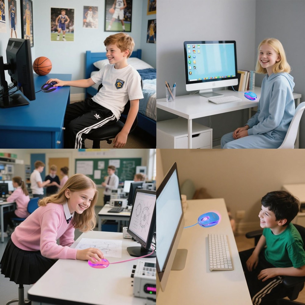 SOON GO Pink Mouse,Computer Mouse,with 1.5m USB Cable - Compatible