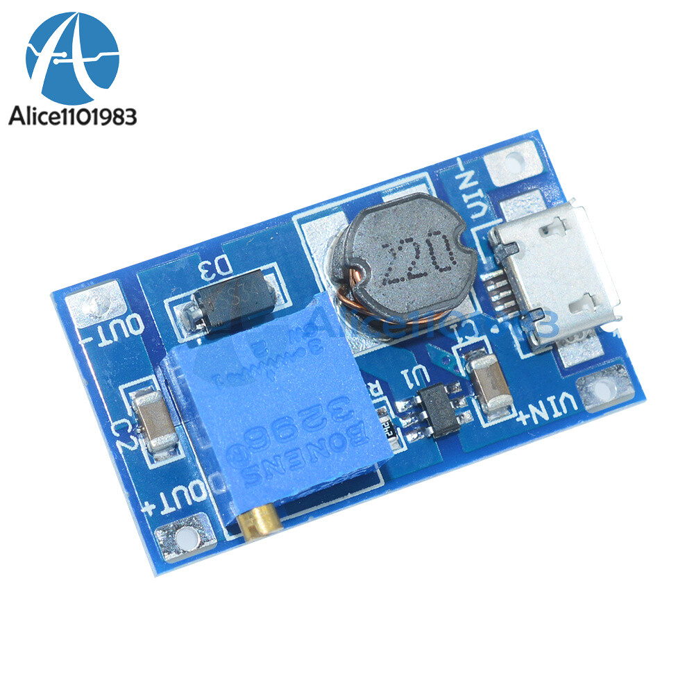 2A Step-up Board MT3608 2V-24V Input DC Boost Converter Module Micro USB/Type-C