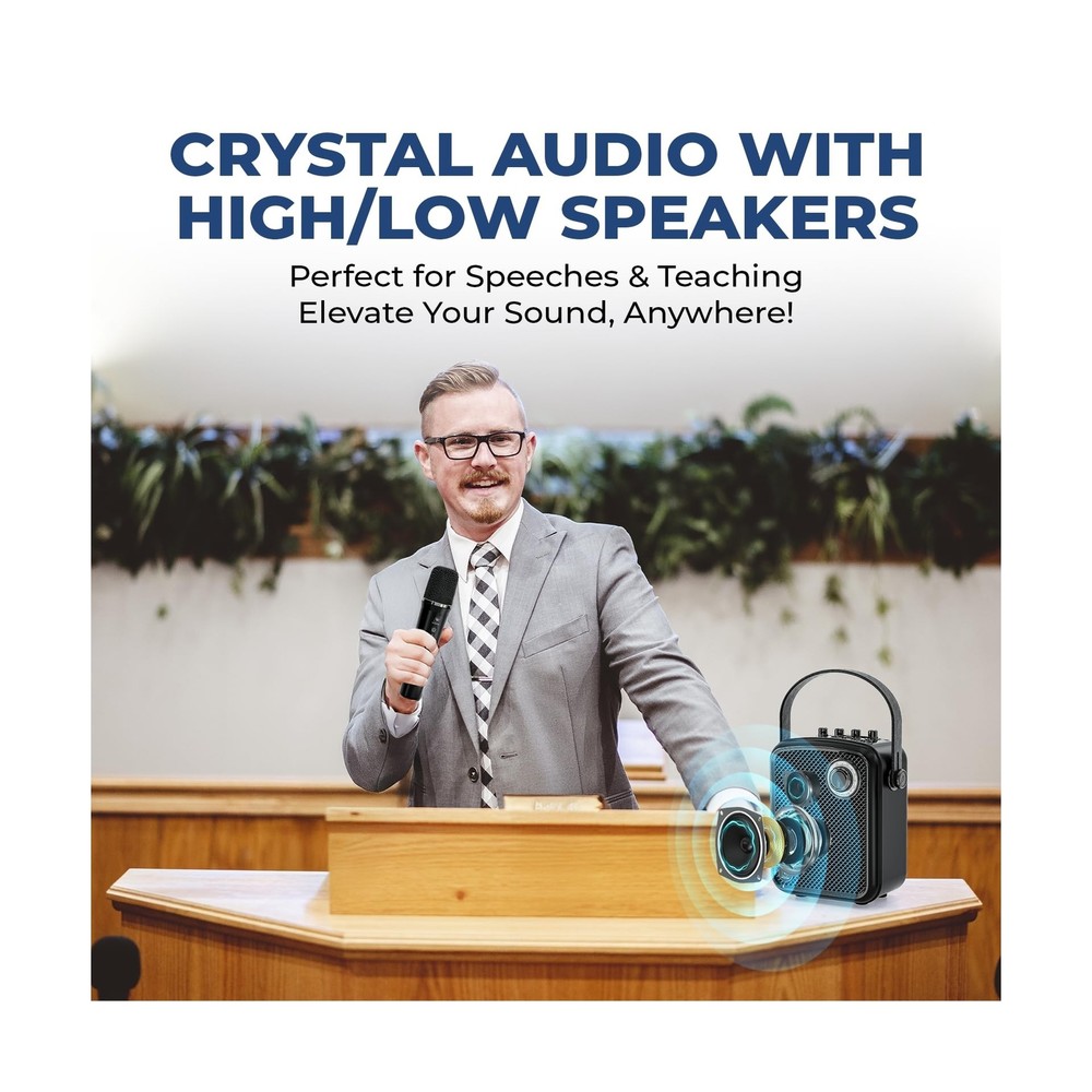 Wireless 70W Voice Amplifier and Portable Speaker with Microphone, Bluetooth ...