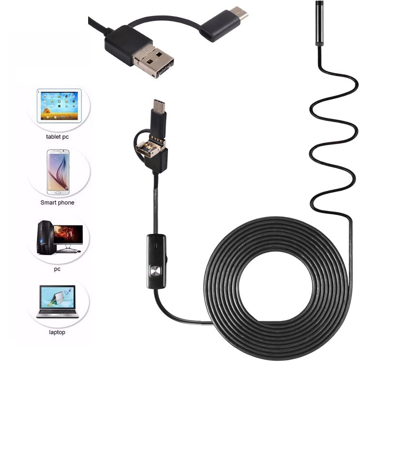 Megapixels HD USB C Endoscope Type C Borescope Inspection Camera for Android OTG