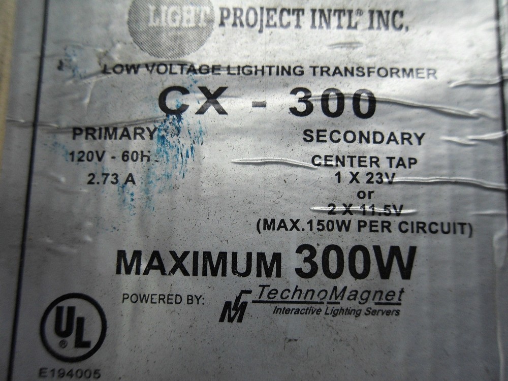 Light Project Intel CX-300 Lighting Transformer