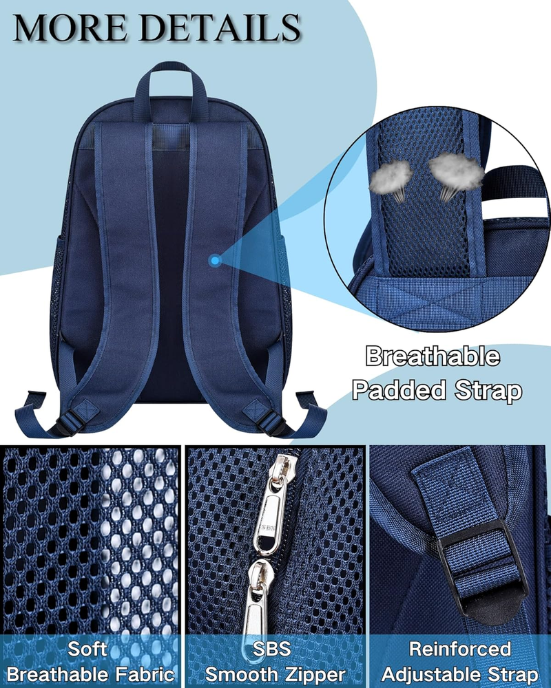 Mesh Backpack Lightweight See through Backpack for Commuting Swimming Travel Bea