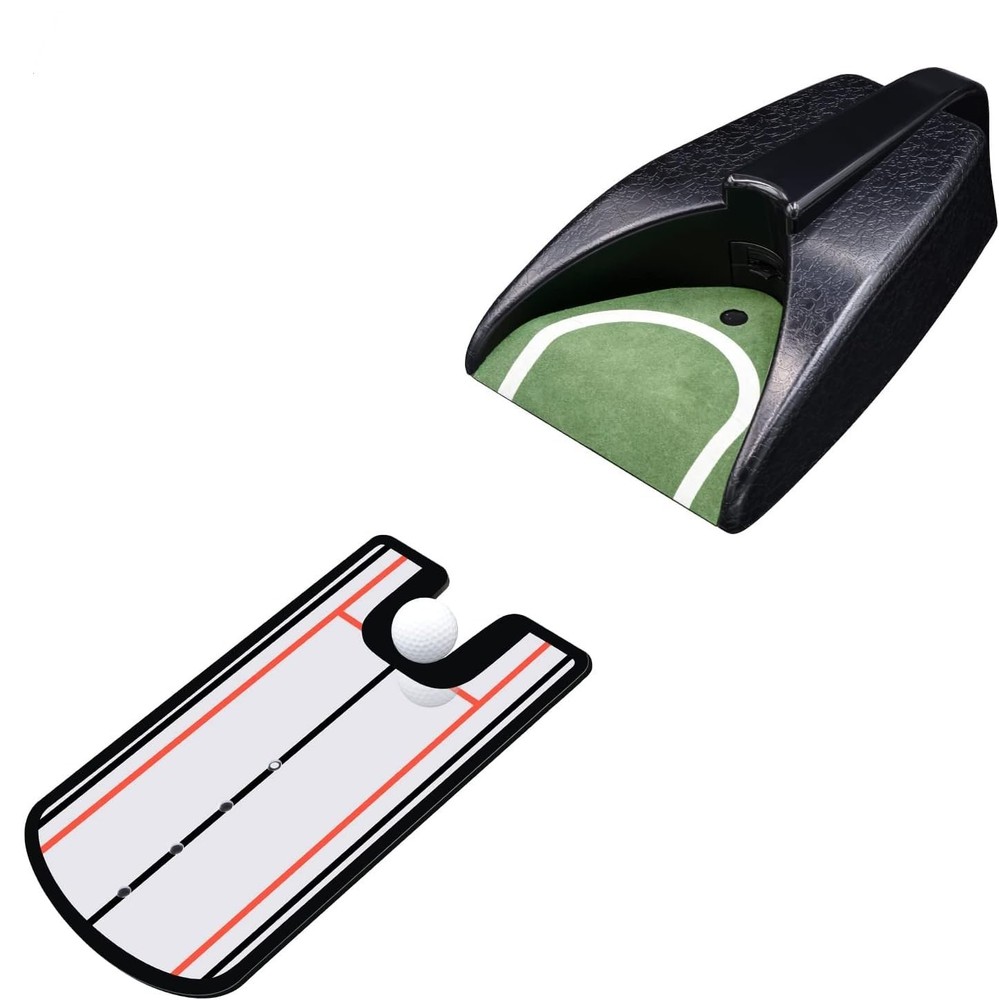 Golf Putting Alignment Mirror with Cup Combo Portable Training Aids, Practice