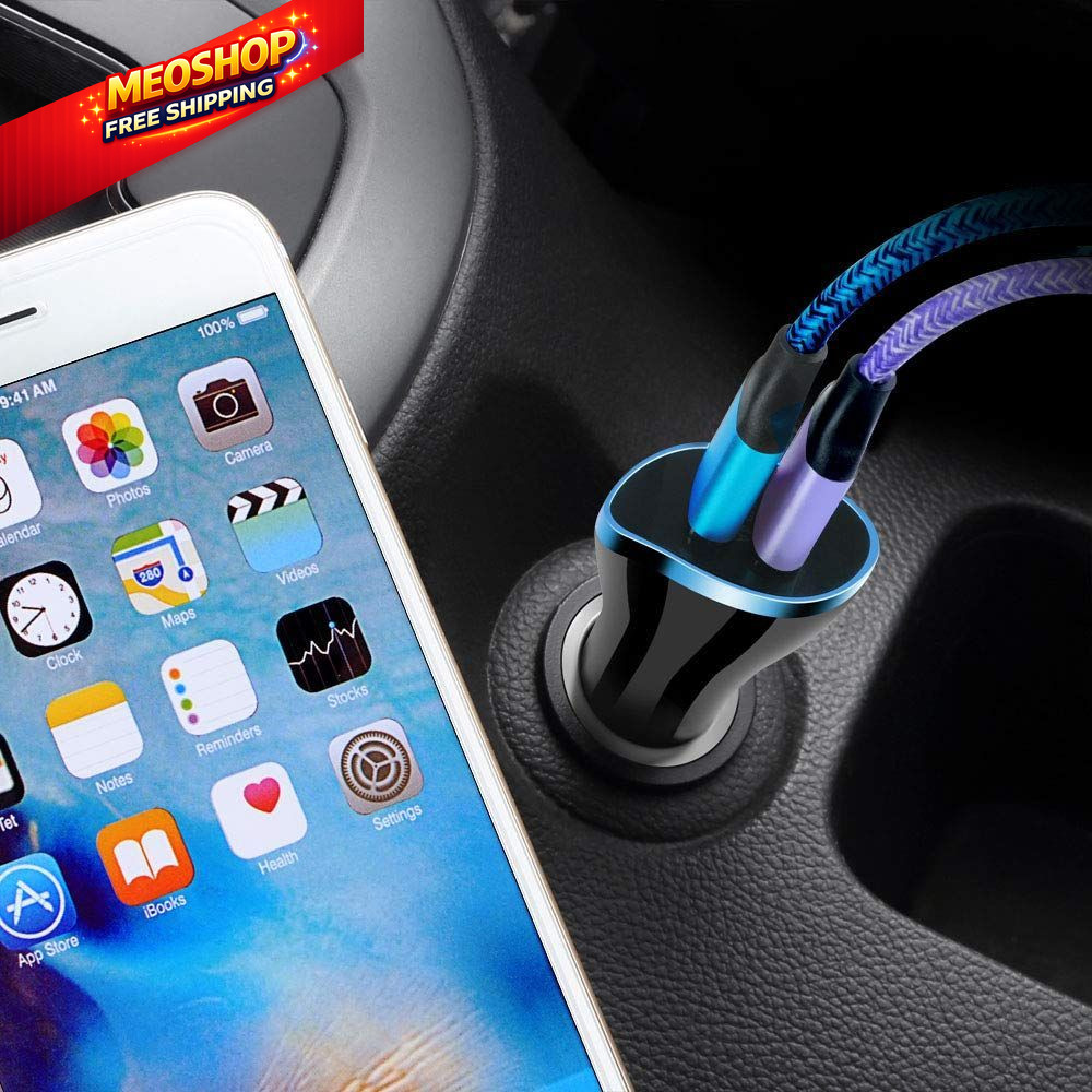 Android Charger Micro USB Cable 2 Pack 6ft Long Braided 6 feet, Purple+Blue