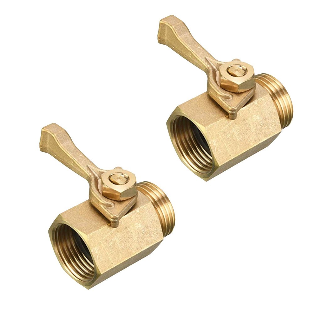 2 Pack Solid Brass Garden Hose Shut Off Valve with 2 Extra Rubber Washers, 3/...