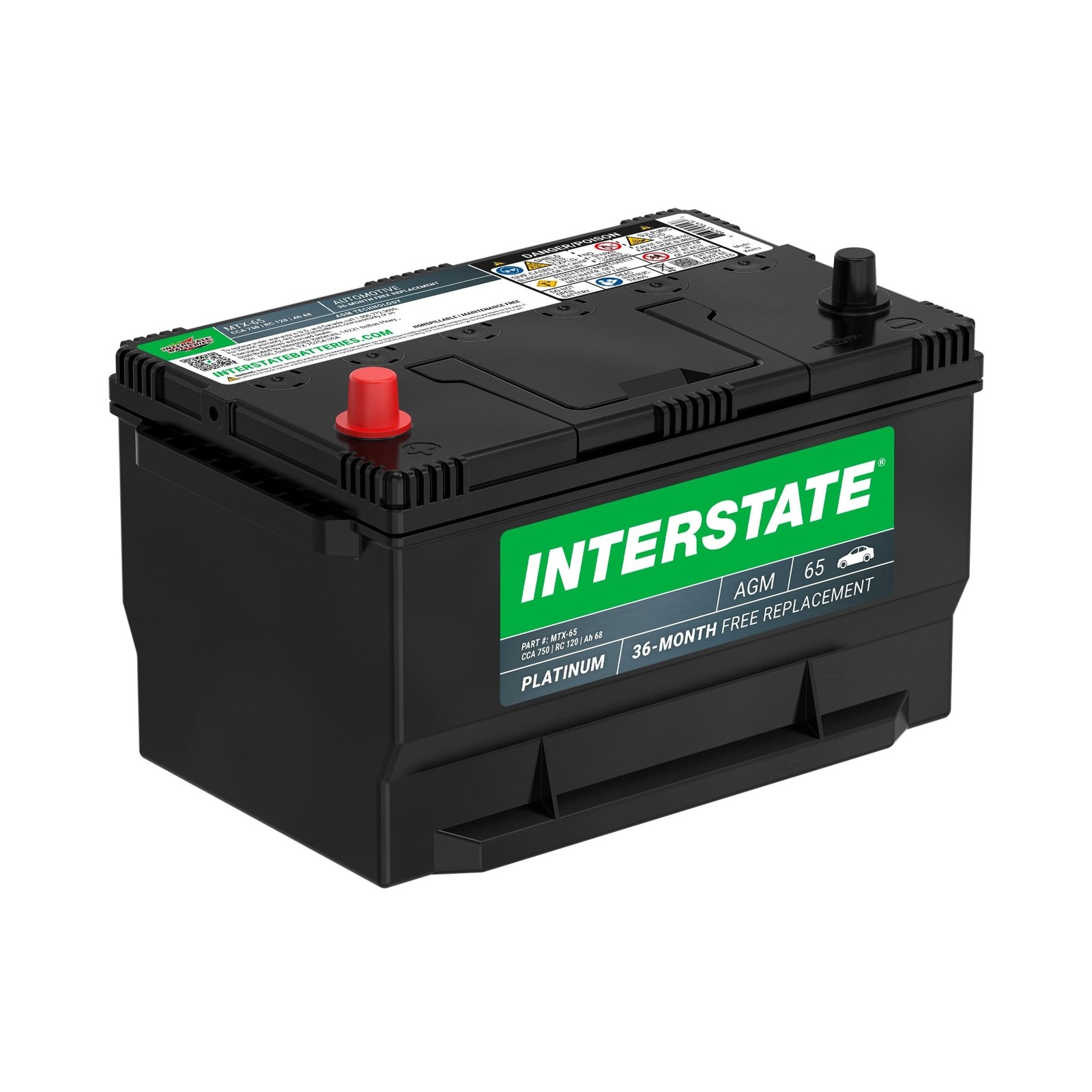 Interstate Batteries Automotive Battery 12V 68Ah (Group Size 65) 750CCA SLI A...