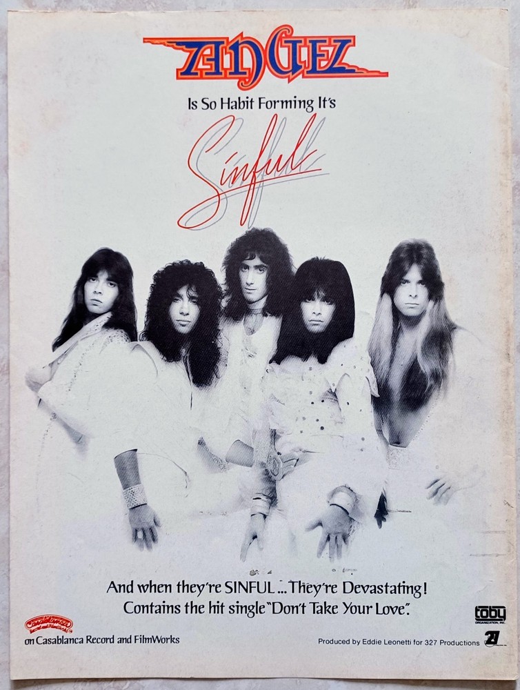 ANGEL~SINFUL~1979 ALBUM PROMO~PRINT MAGAZINE AD ADVERT POSTER PINUP~PUNKY MEADOW