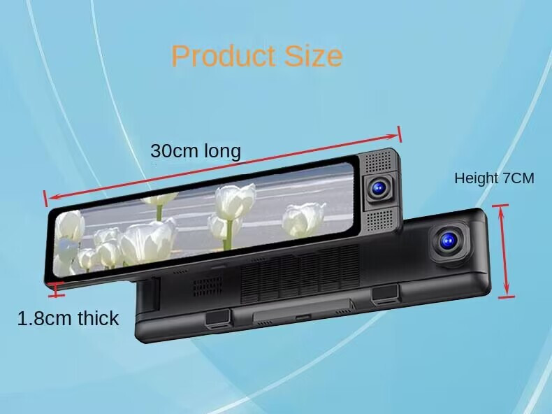 Dash Cam Car DVR Recorder Touch Screen 3 Lens Front/Rear/Inside Camera G-Sensor
