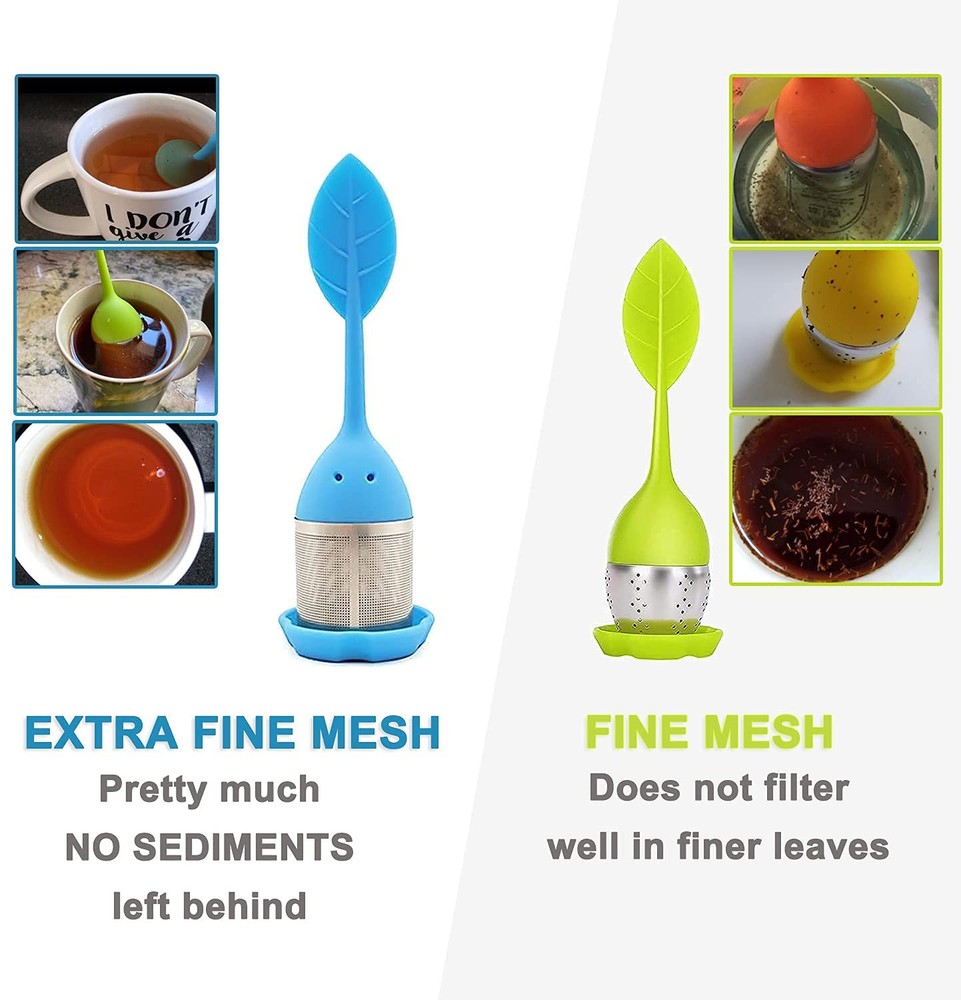 4 Pack Silicone Tea Infusers for Loose , Steeper Extra Fine Mesh Filter Lid Cup