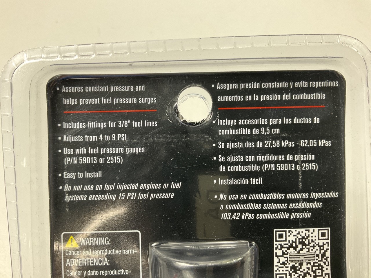 Spectre 2519 Universal 5-9 PSI Fuel Pressure Regulator 3/8" Barbs, Carburetor