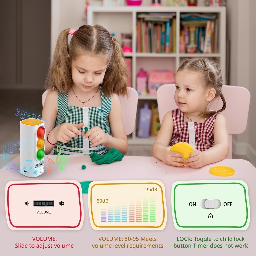 Traffic Light Visual Timer&ADHD Tool for Kids Adults Display Volume Adjustmen...