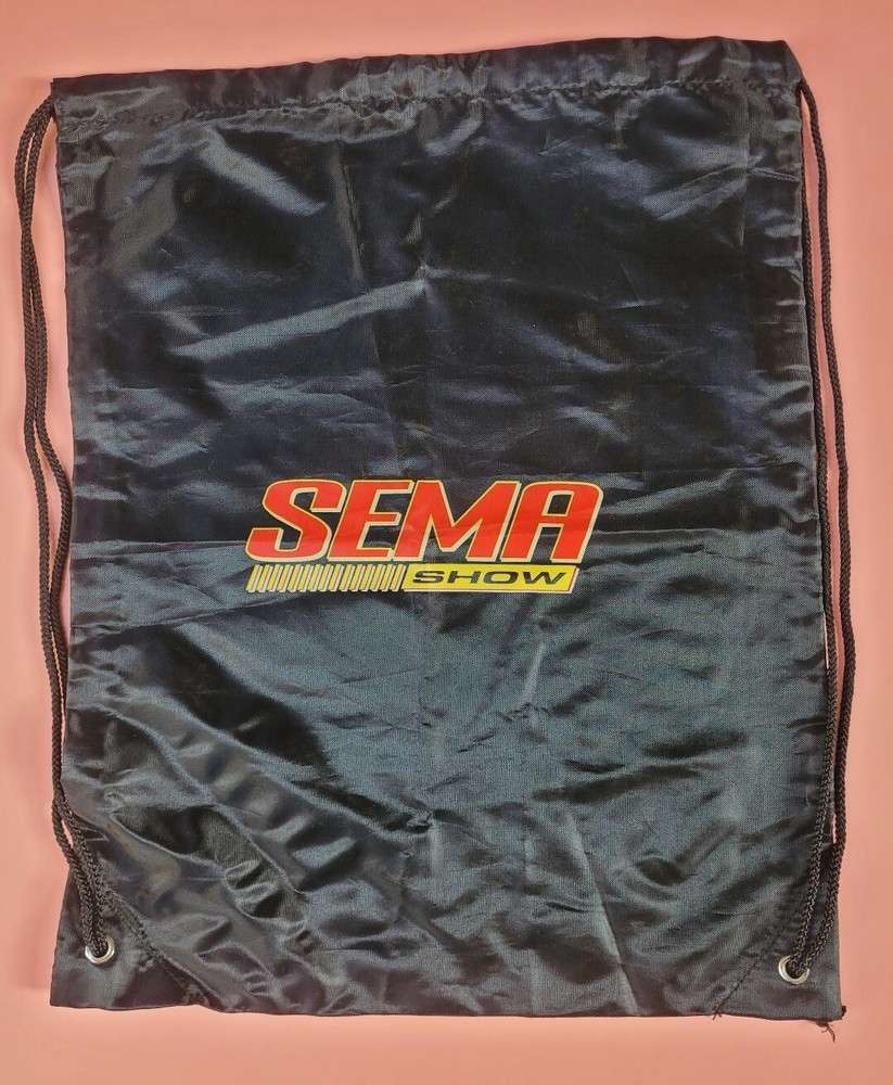 SEMA Show Pull String Backpack Bag Black 18" x 14" Inches