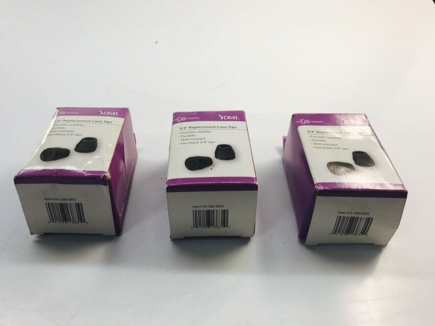 2 Pack Walker Replacement Tips with Metal Insert Black 1/2” OD