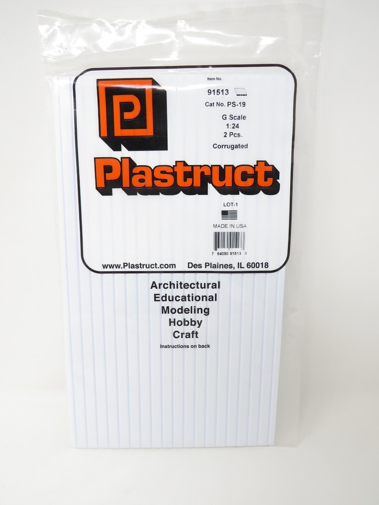 Plastruct 91513 Ribbed Roofing Corrugated Material Patterned Sheets G Scale 1:24