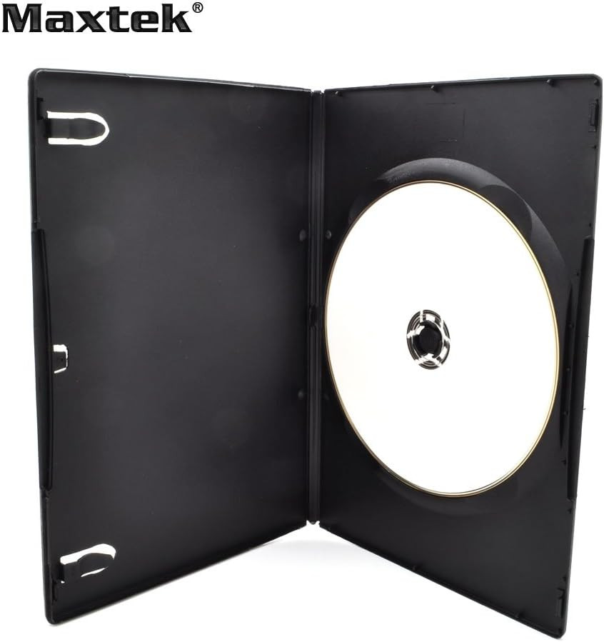 Maxtek 7mm Slim Black Single CD/DVD Case, 50 Pieces Pack.