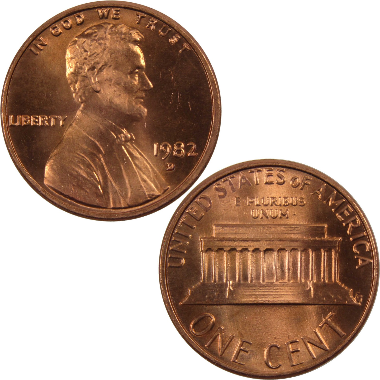 1982 D Large Date Lincoln Memorial Cent Uncirculated Zinc Penny 1c