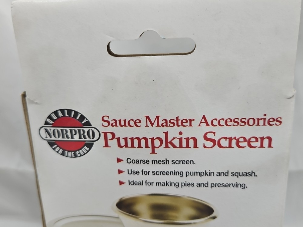 Norpro Silver Pumpkin and Squash Screen. Sauce Master Accessory Open Box #1954