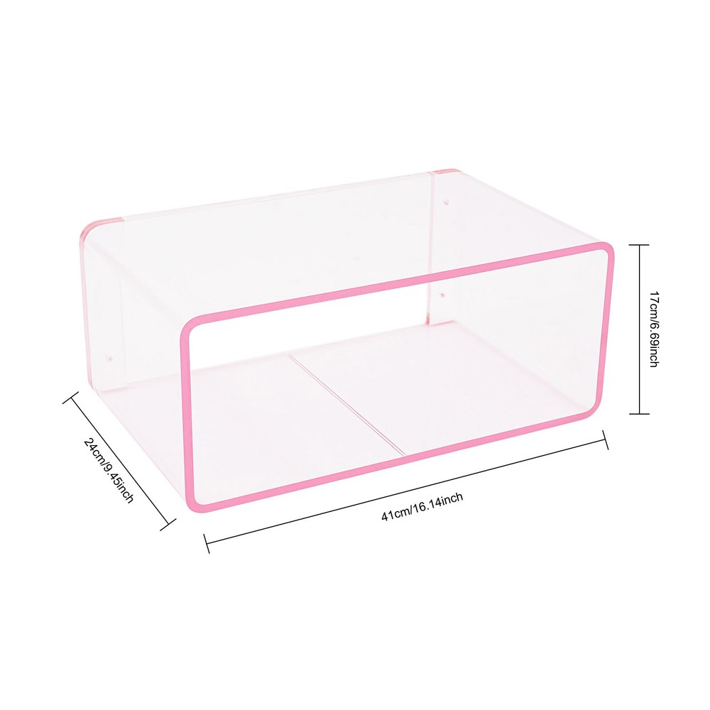 2Tiers Acrylic Wall-Mounted Bedside Table Rectangular Floating Nightstand 3.1kg