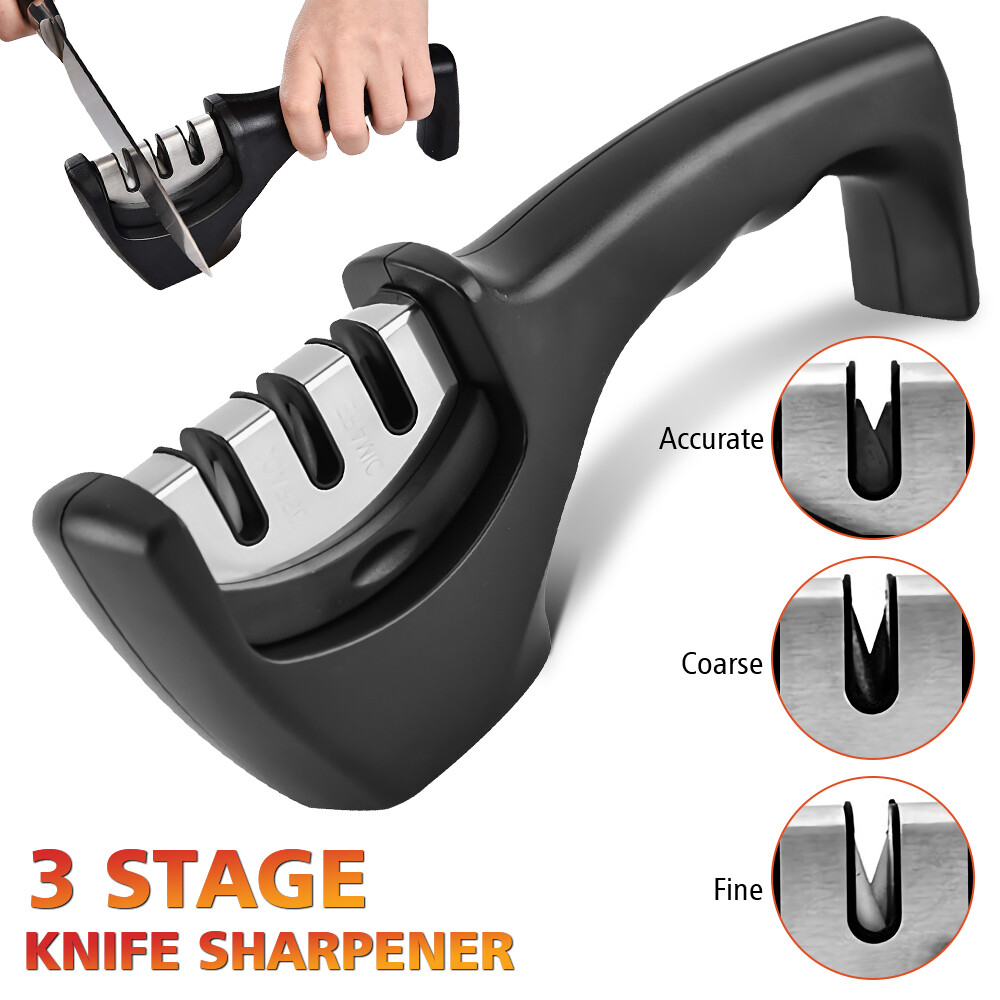 Knife Sharpener Professional Ceramic Tungsten Kitchen Sharpening System 3 Stage