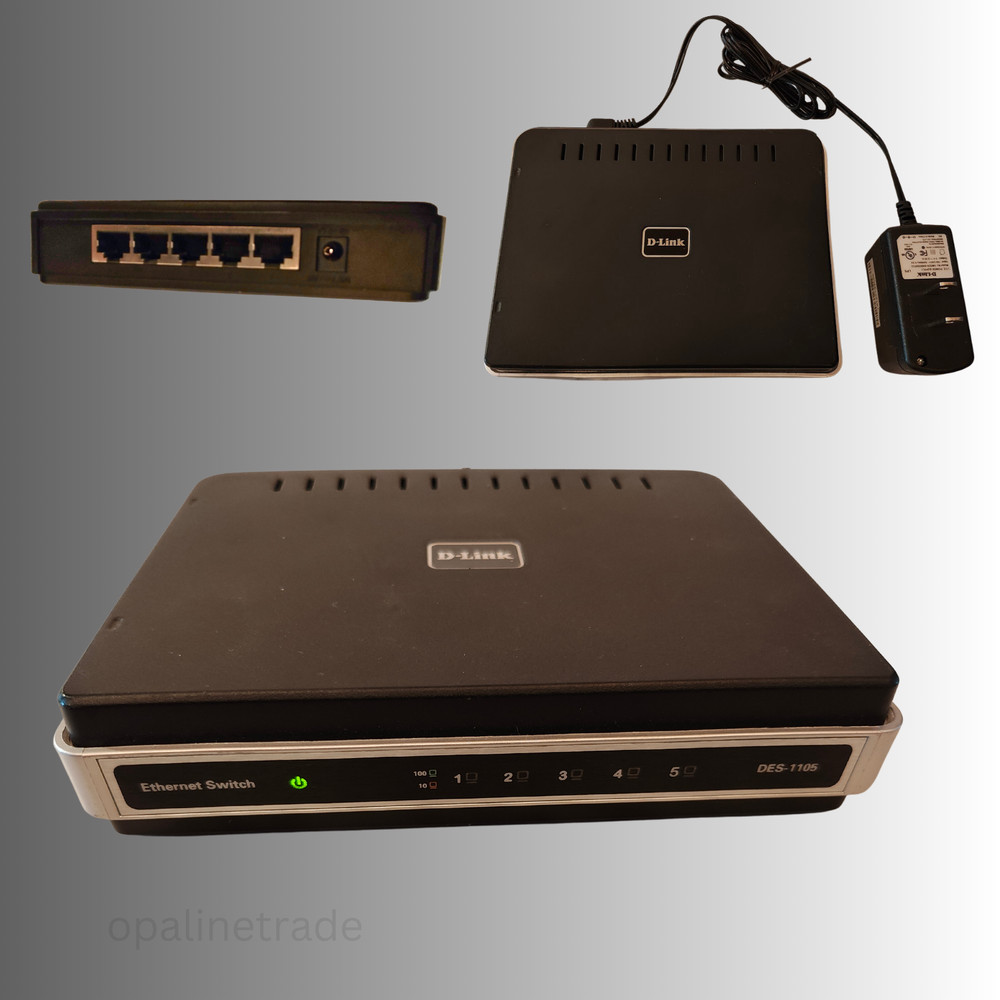 D-Link DES-1105 5-Port 10/100 Network Switch - Fully Tested & Working