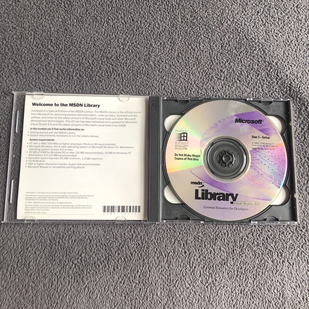 Microsoft MSDN Library Visual Studio 6.0 2 CD Set for Windows NT Windows 98