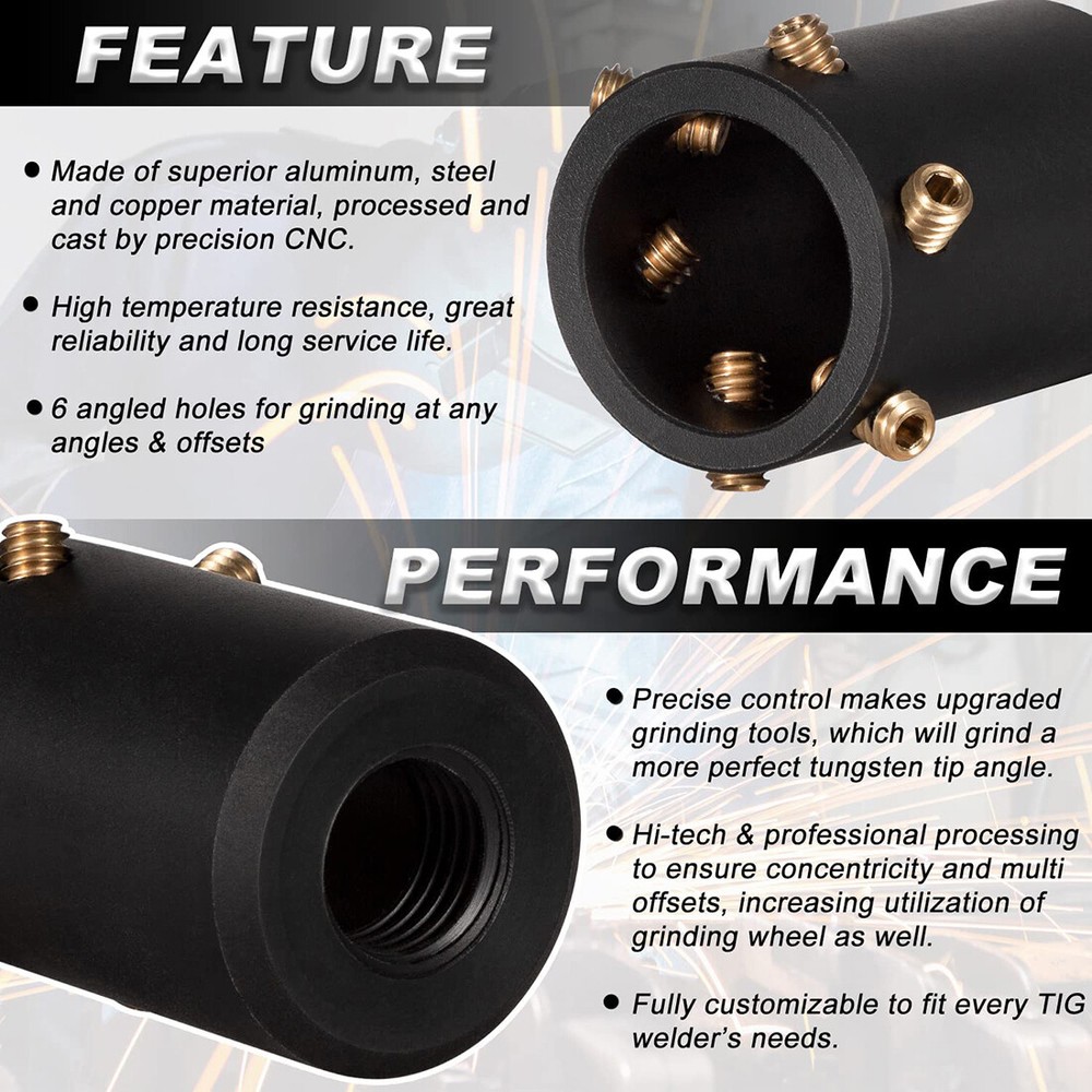 GR-12 Tungsten Electrode Sharpener Grinder Head TIG Welding Multi-Angles Offsets