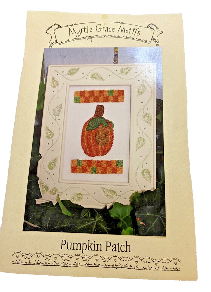 Myrtle Grace Motifs Pumpkin Patch Punch Needle Pattern & Fabric New