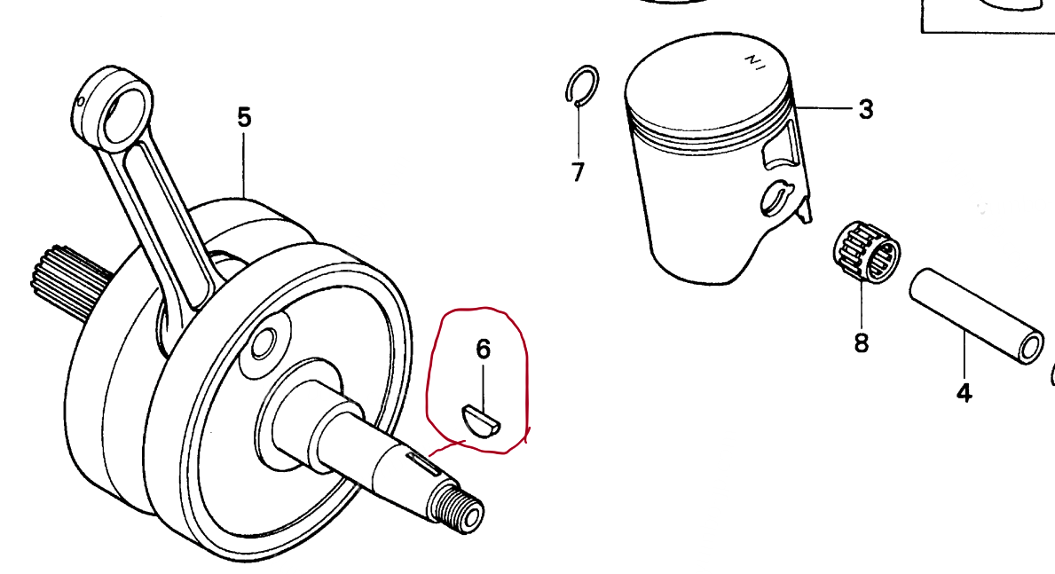 HONDA ATC250R, TRX250R,250R TRX450R, TRX450ER, 450R ENGINE FLYWHEEL WOODRUFF KEY