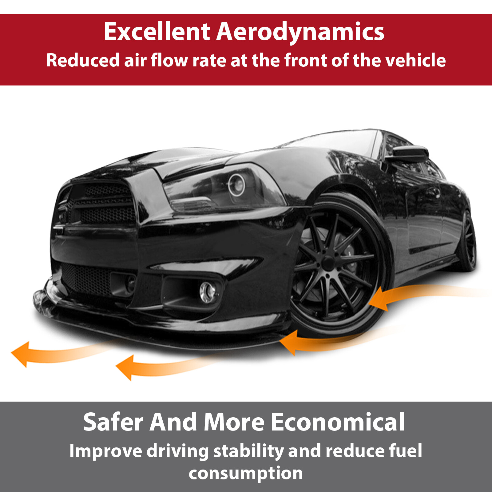 Fits 2011-2014 Dodge Charger SRT8 Matte Black Front Bumper Lip Spoiler Splitter