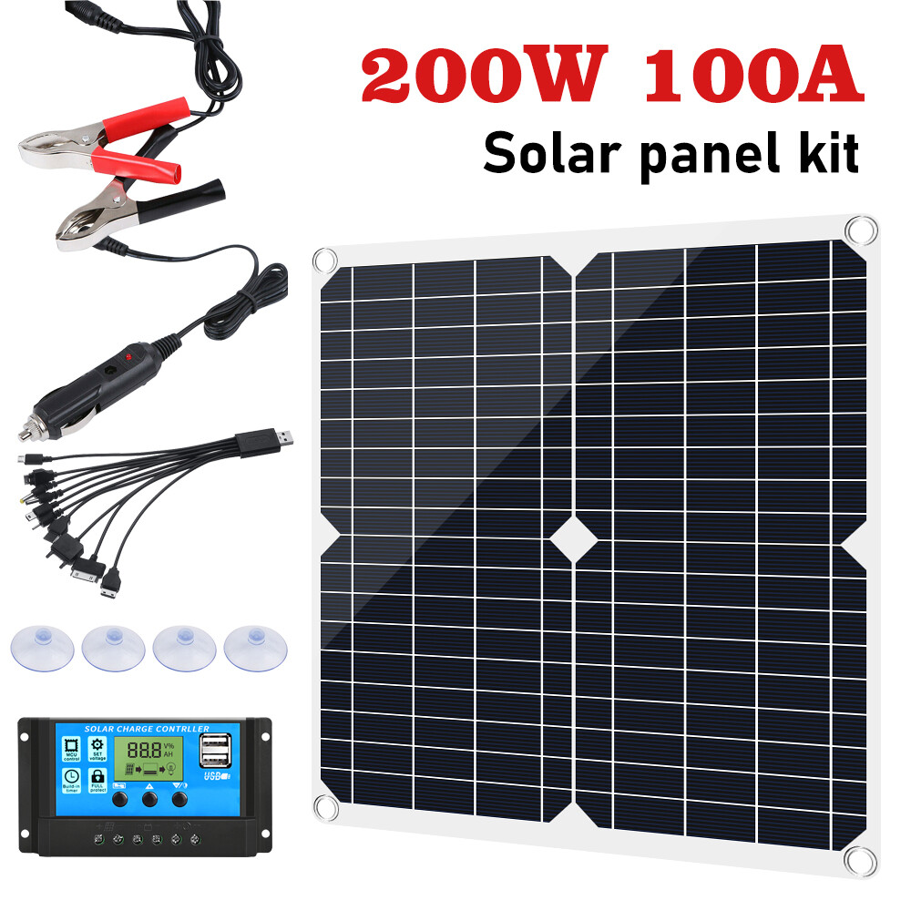 6000W Complete Solar Panel Kit Solar Power Generator 100A Home 110V Grid System
