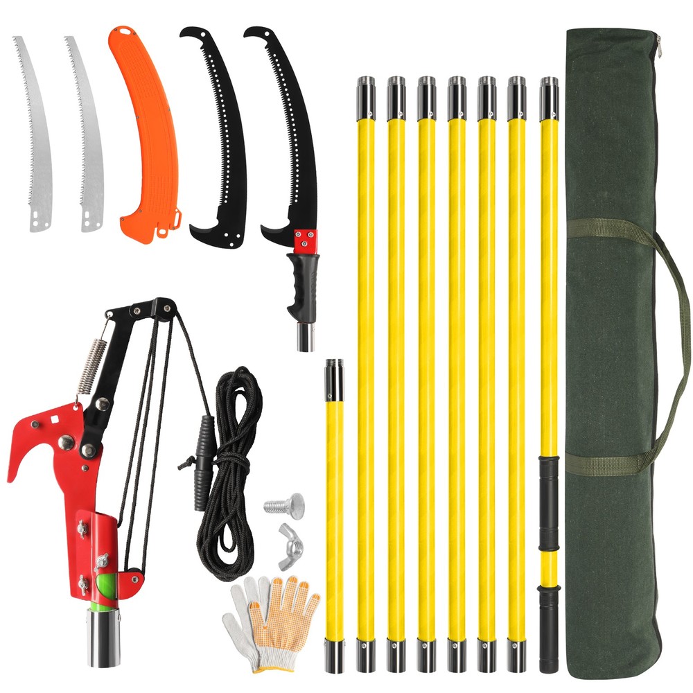 26ft Manual Pole Saw, Lightweight Tree Trimmer and Long-Handled Pruner Set