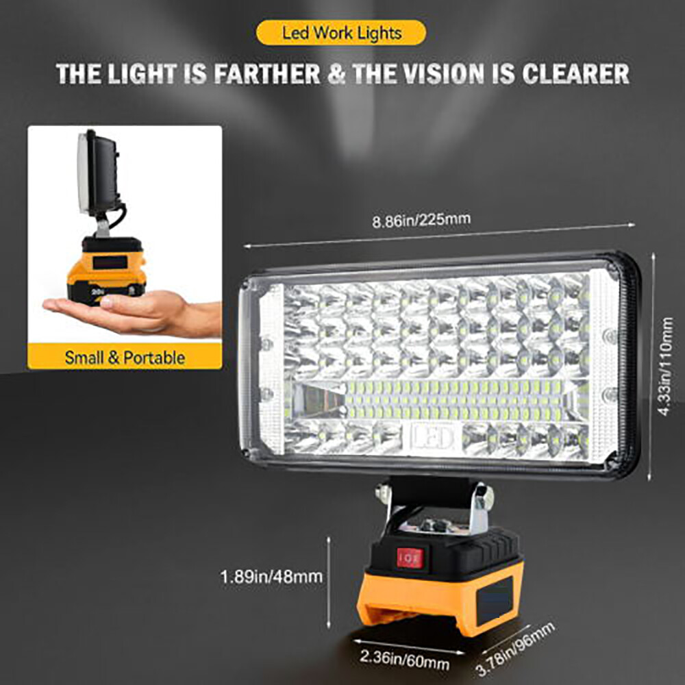 LED Work Light for Dewalt 20V Battery, 90W 7" Flood Light Torch Workshop Camping