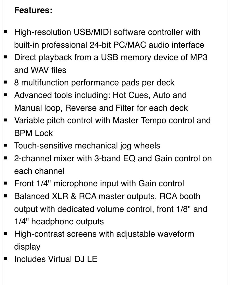 Gemini GMX Double Deck DJ Controller 24-Bit Audio RGB Backlit USB/MIDI Software