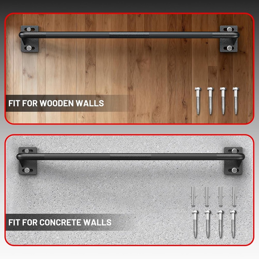 PAPABABE Wall Mounted Pull Up Bar, Chin Up Bar, Strength Training Pull-Up Bars C