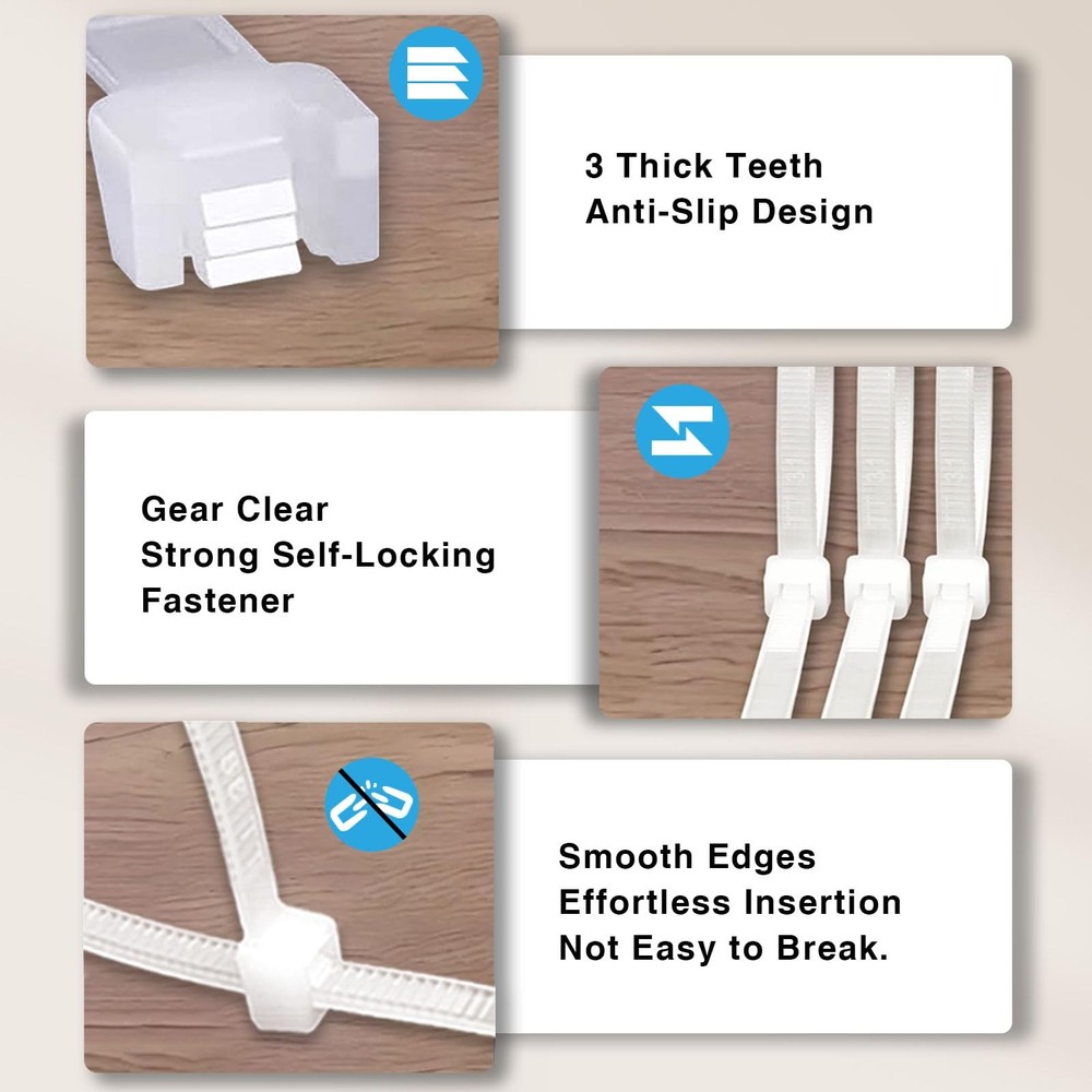 Zip Ties 8 Inch, 500 Pack, White Cable for 8" (500 Pack),