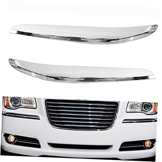 Chrome Front Bumper Molding Trim Pair Replacement for 2011 2012 2013 2014 300